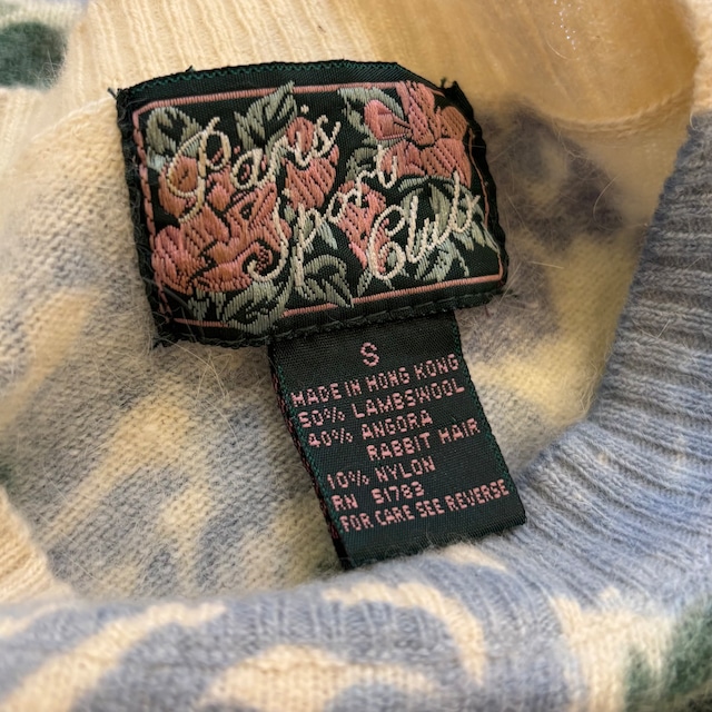 blue rose print sweater