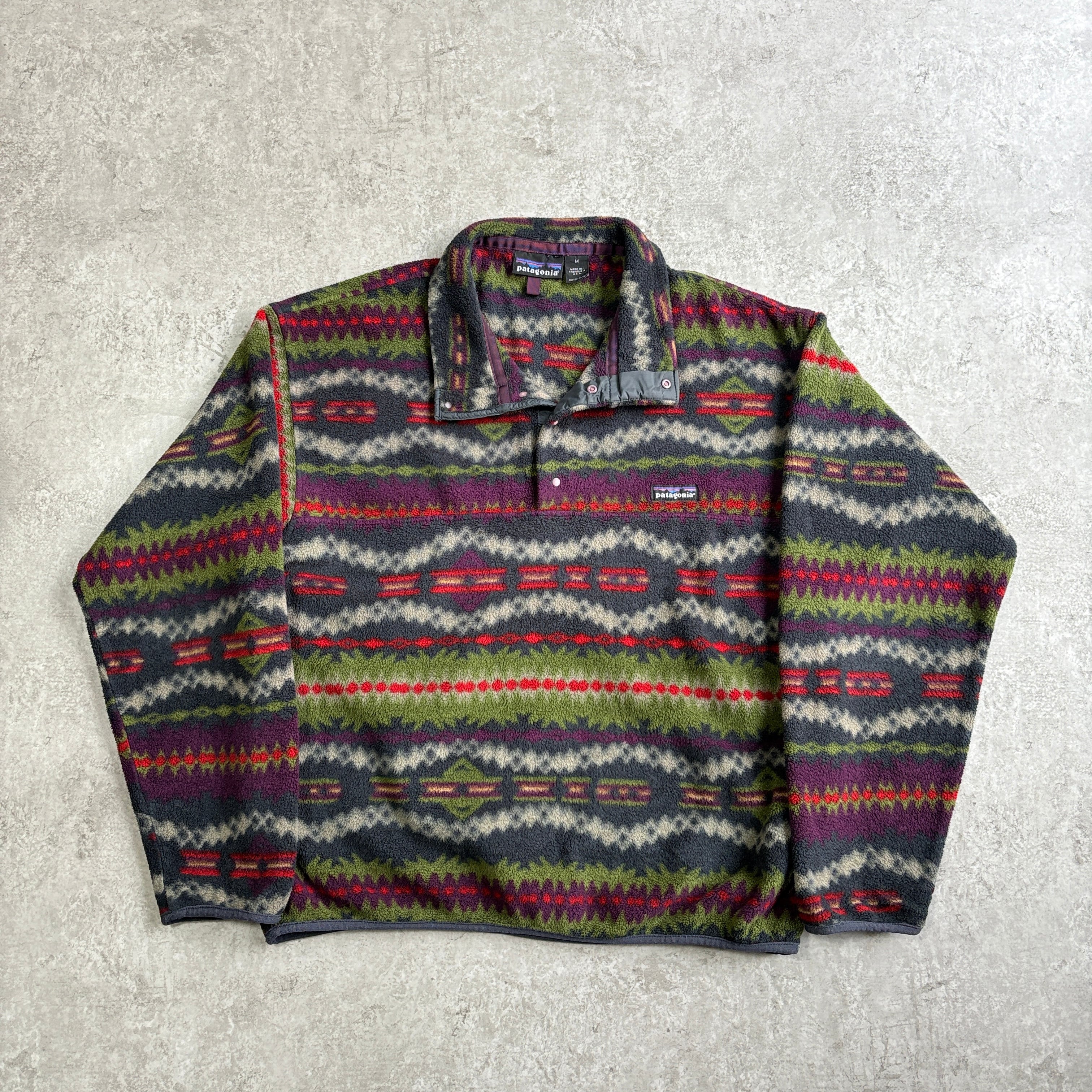90s USA製 patagonia ”No snow” lightwait Synchilla Snap T Pullover