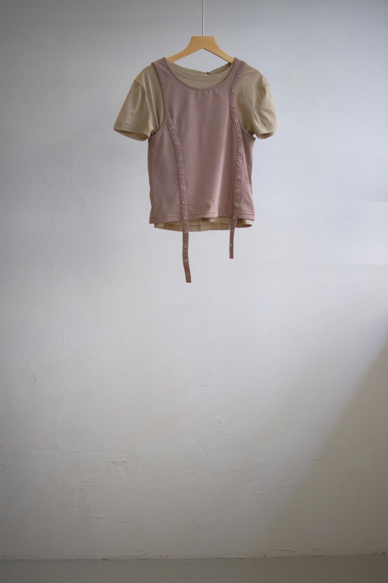 2piece Layered Tank Tee  / BEIGE - 6
