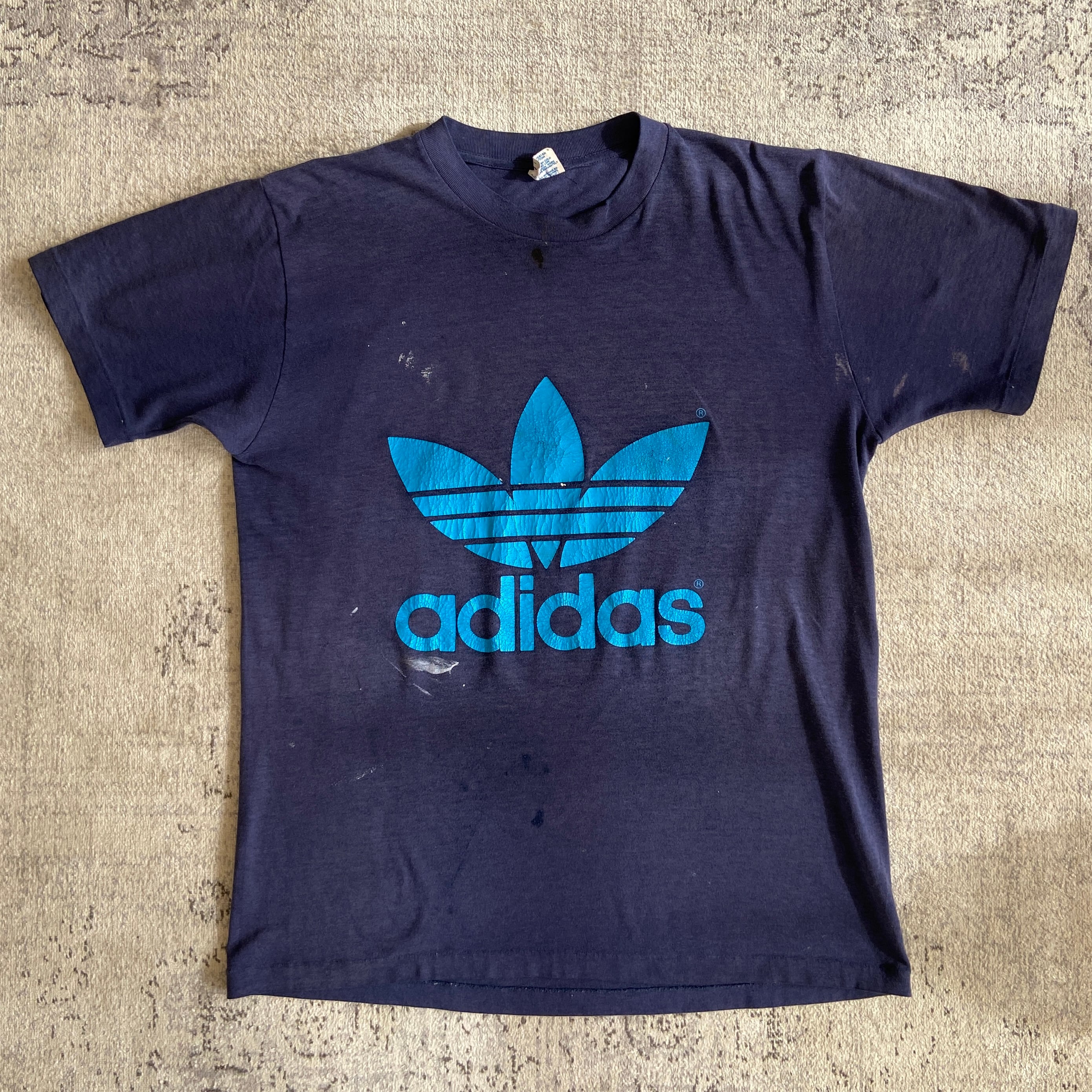 1980s Adidas Logo Tee L Made in USA F732