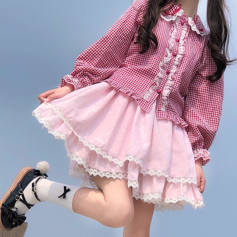 BABY ギンガムチェックブラウスリボン 