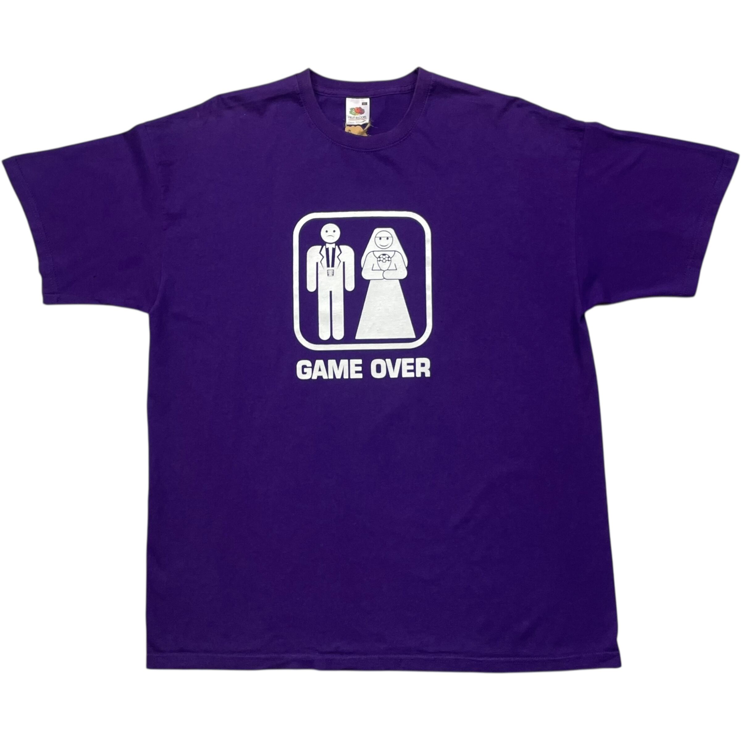 《XL》FRUIT OF THE ROOM フルーツオブザルーム Tシャツ GAME OVER フロントプリント パープル no.7838