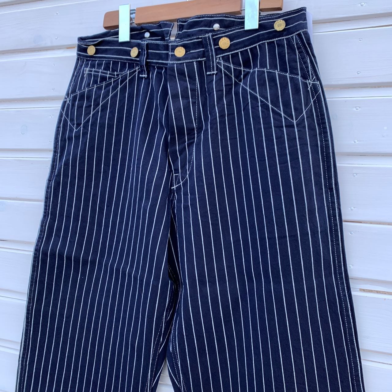パンツ HEADLIGHT STRIPE DENIM LOW BACK OVERALLS HEADLIGHT 8oz. SPECIAL WOVEN STRIPE DENIM WAIST OVERALLS | Jeans