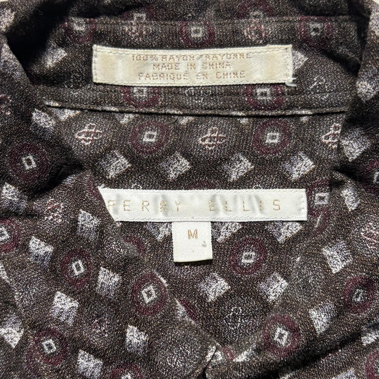 PERRY ELLIS small pattern rayon shirt