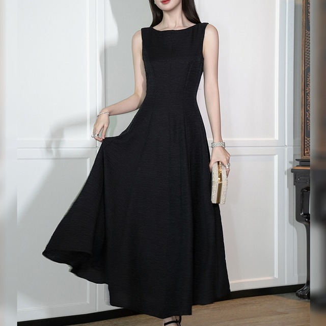【dress】ノースリーブＡラインロングワンピース Q6195