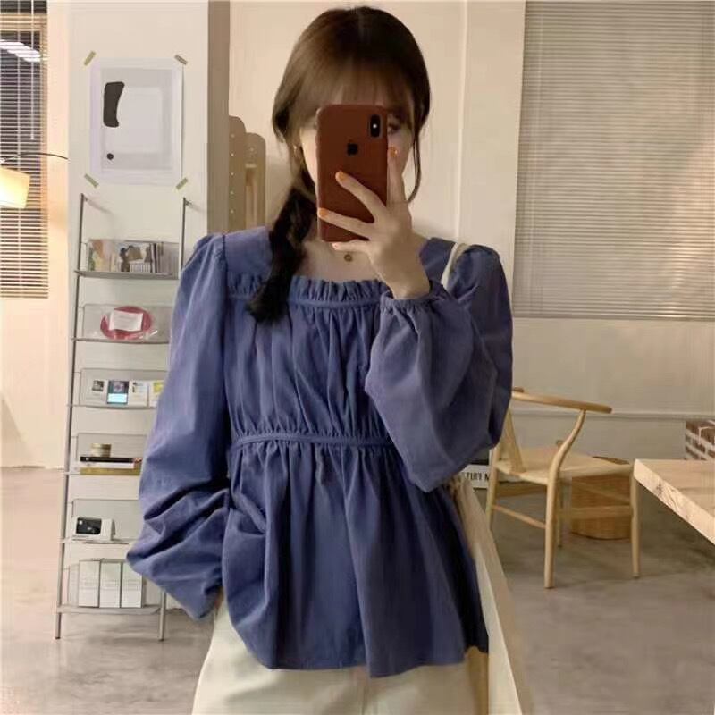 スクエアネックフレアブラウス