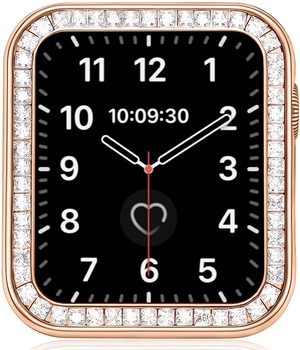 【努力特価】対応Apple Watch4/5/6/SE 保護ケース 44mm アップルウォッチ 4 金属カバー 彩りラインストーン 傷防止 お洒落 キラキラ 装着簡単 Apple Watch 6 保護バンパ(44mm|ローズゴードル)