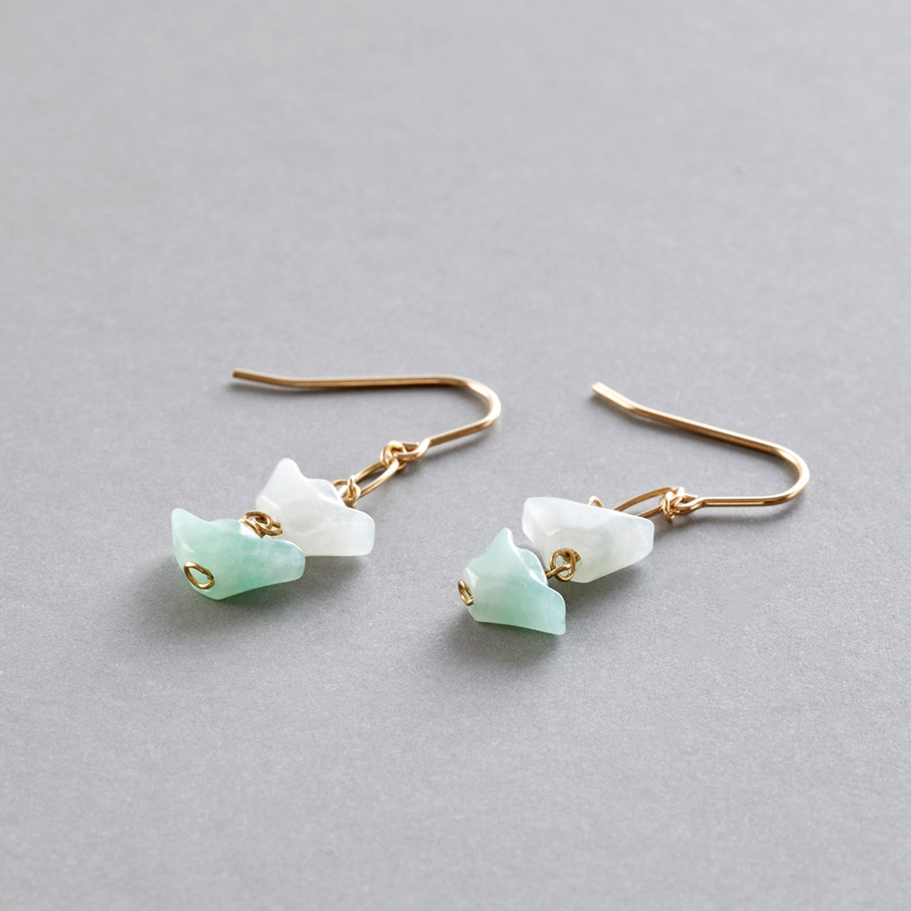 K14gf 翡翠 インズ デザイン イヤリング ピアス A貨翡翠 jd_mm1129