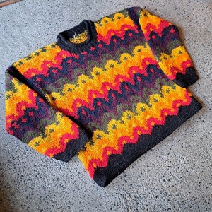 南米製 マルチカラー ロールネックセーター used [301021]