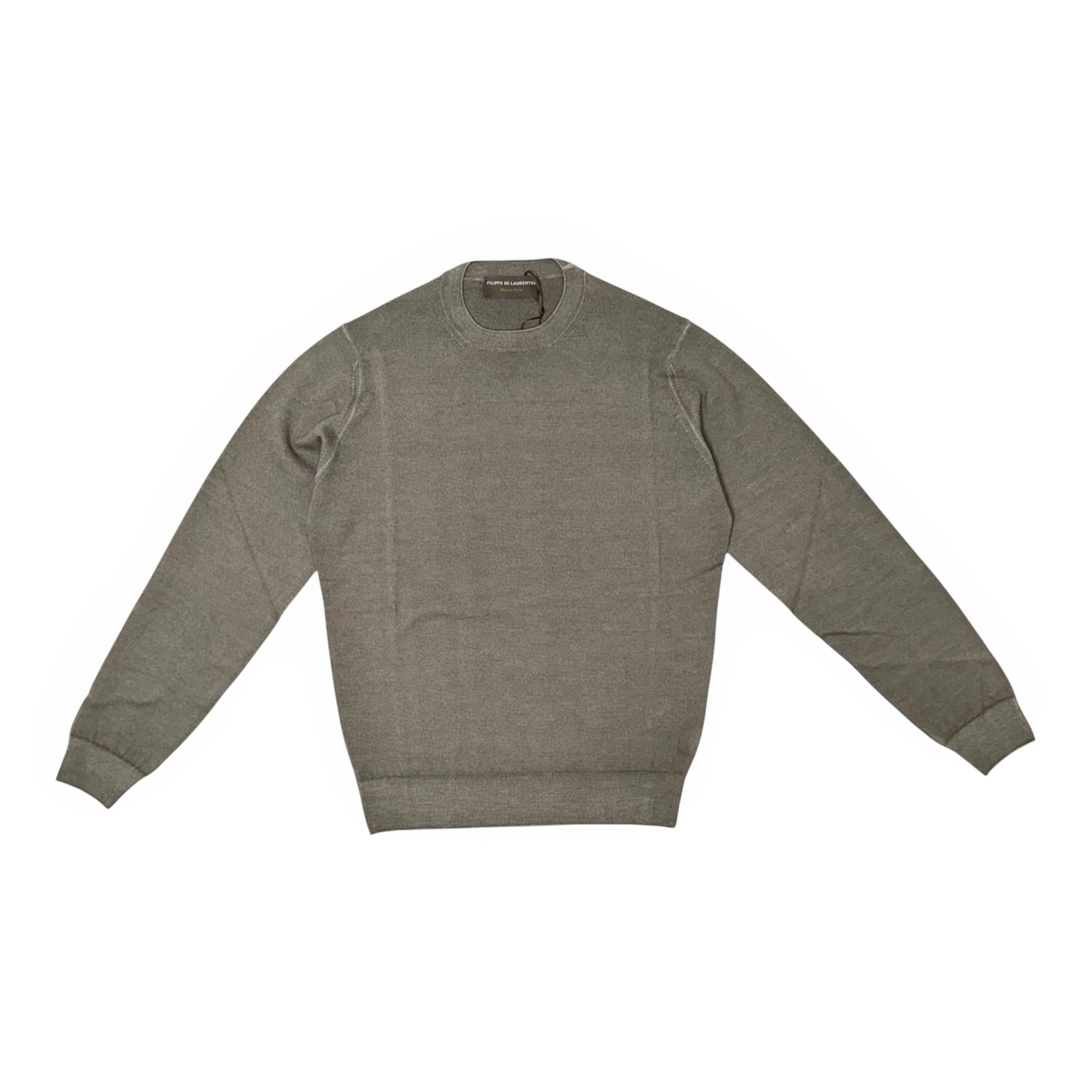 FILIPPO DE LAURENTIIS(フィリッポ デ ローレンティス) 12Gauge Merino Puro Crew neck Knit (Garment Dye)/GREIGE(N940)