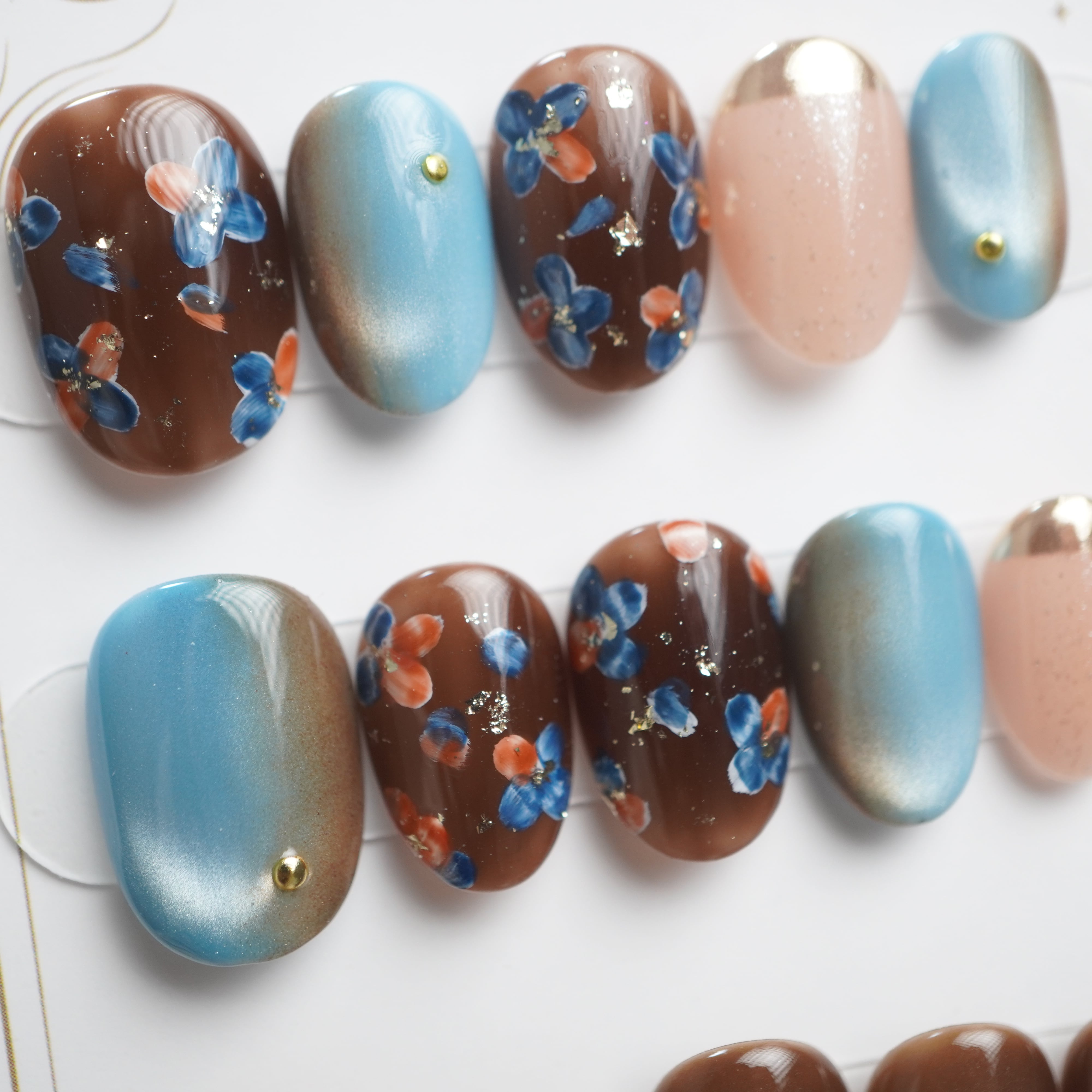 【#820】繰返し使える15枚セット【プレミアム】ネイルチップ/ショート アーモンド/XY380