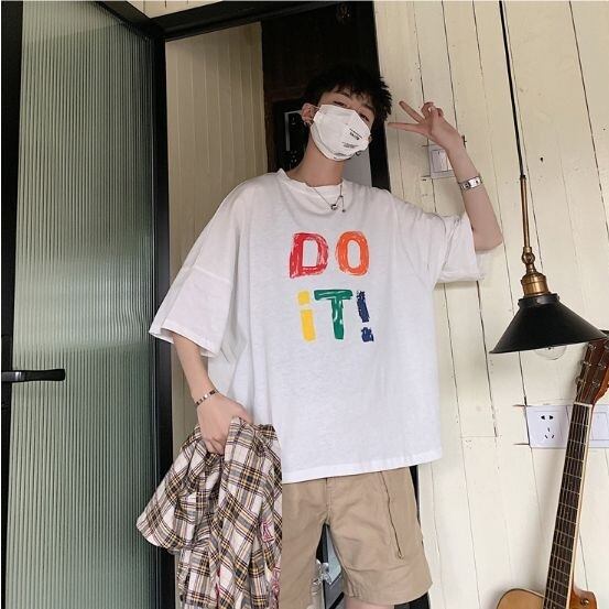 全3色 カットソー ビッグシルエット ロゴ カジュアル メンズ