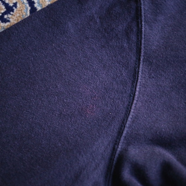 "Carhartt" full-zip one point embroidery over size navy sweat parka