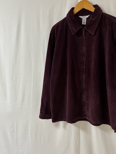 1990~00's Solid Color Corduroy Zip-Up Shirt Jacket