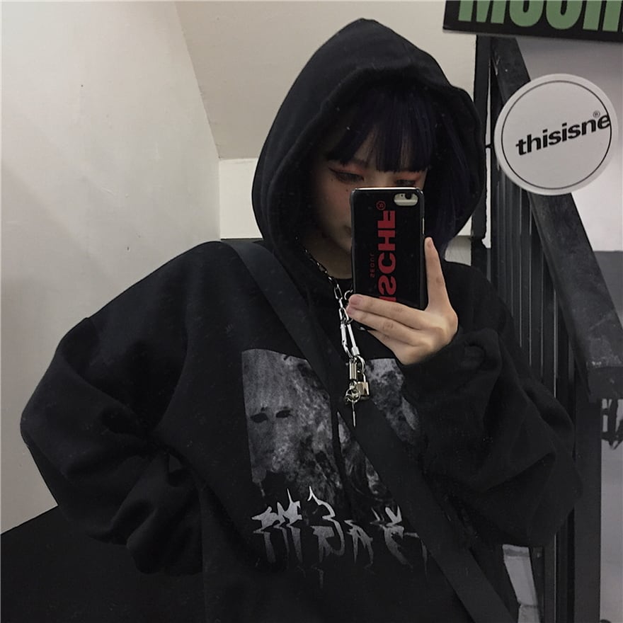 サブカル 服 地雷系 通販 パーカー 病み系プリント ユニセックス Z世代