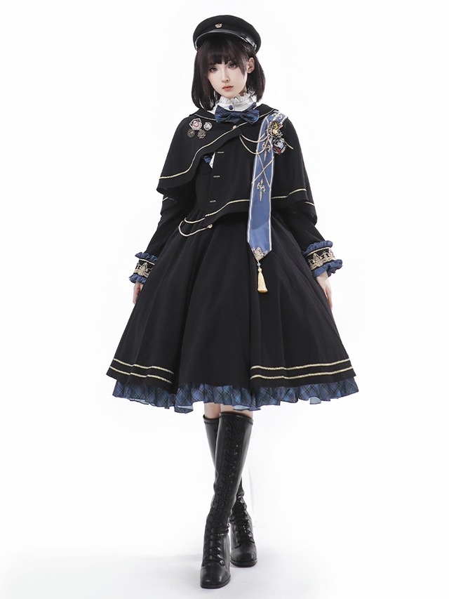 〔ロリータ〕夜明け｜マント付きクラシカルミリタリーロリータワンピースセット