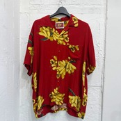 Karl Helmut カールヘルム バナナ柄 レーヨン 半袖 オープンカラーシャツ アロハシャツ 開襟シャツ/レッド系 メンズ