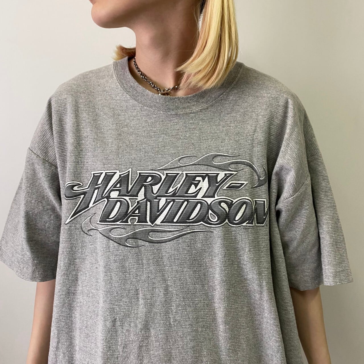 90s 】HARLEY-DAVIDSON ボーダーTシャツ USA製 ボロ Harley-Davidson 