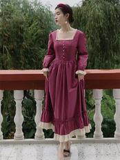 【0184】Waist Ribbon Maxi Length Long Sleeve Dress