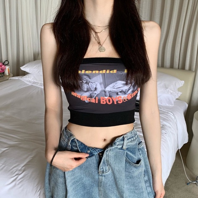 ブラックトップス サマーストラップレスブラ レッド 大人ガーリー スウィート キュート カジュアル 夏物 スーパーモール7911366213