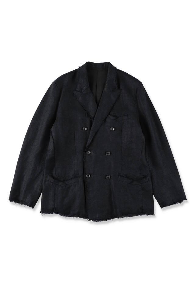 HEAVY LINEN DOUBLE JACKET BLACK
