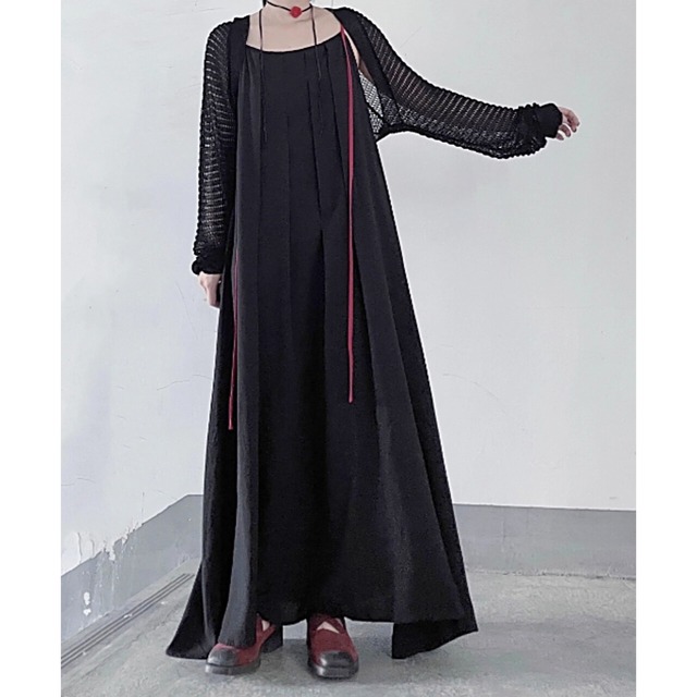 Ribbon pleated camisole dress C0281