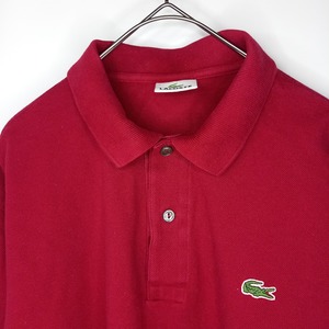 ラコステ　ポロシャツ　長袖　長ポロ　刺繍ロゴ　シェルボタン　ユーロ古着　赤