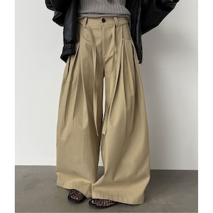 belted pleated casual pants　J00525
