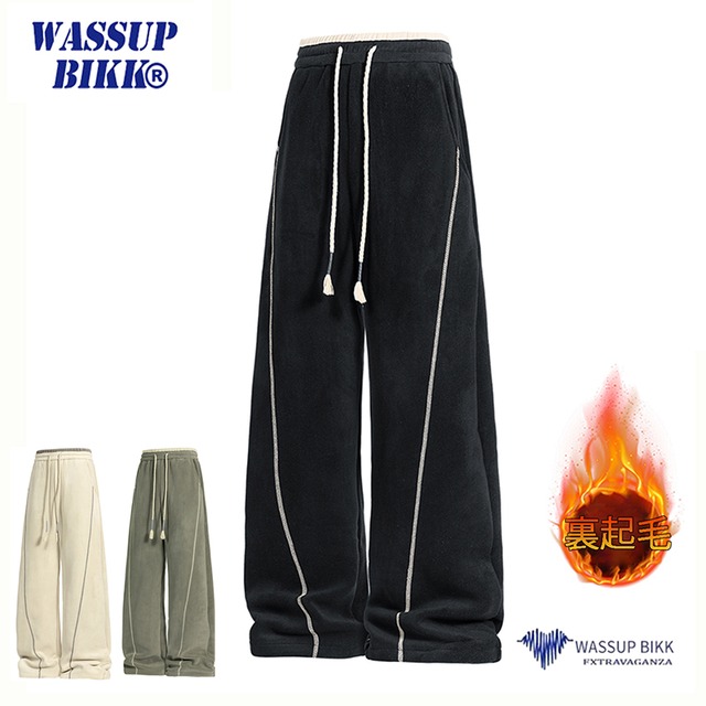 ♥裏起毛配色ズボン!【WSシリーズ】★カジュアルパンツ★ 裏起毛 ユニセックス 3color ズボン ボトムス 暖か