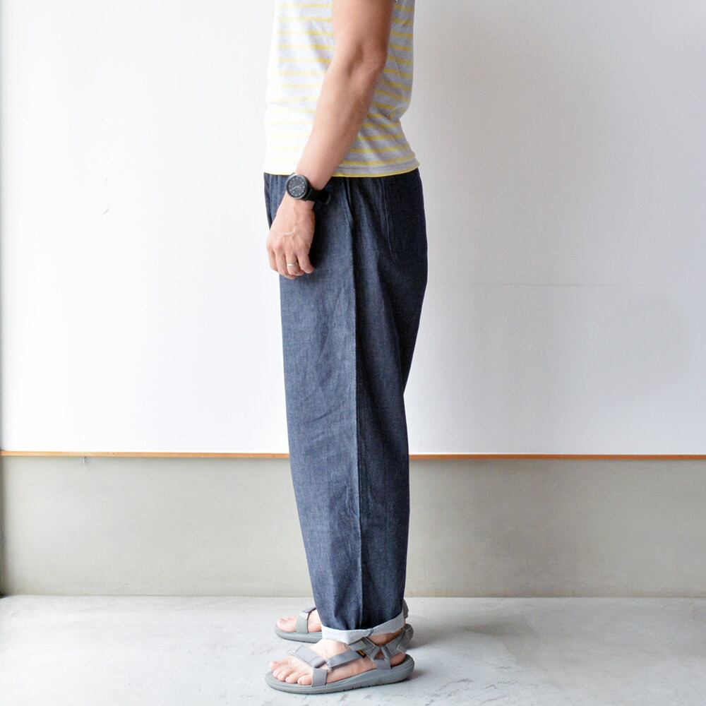 リネン RINEN 6オンスノットインディゴデニムラクパンツ(R44009)ネイビー(05) onesize