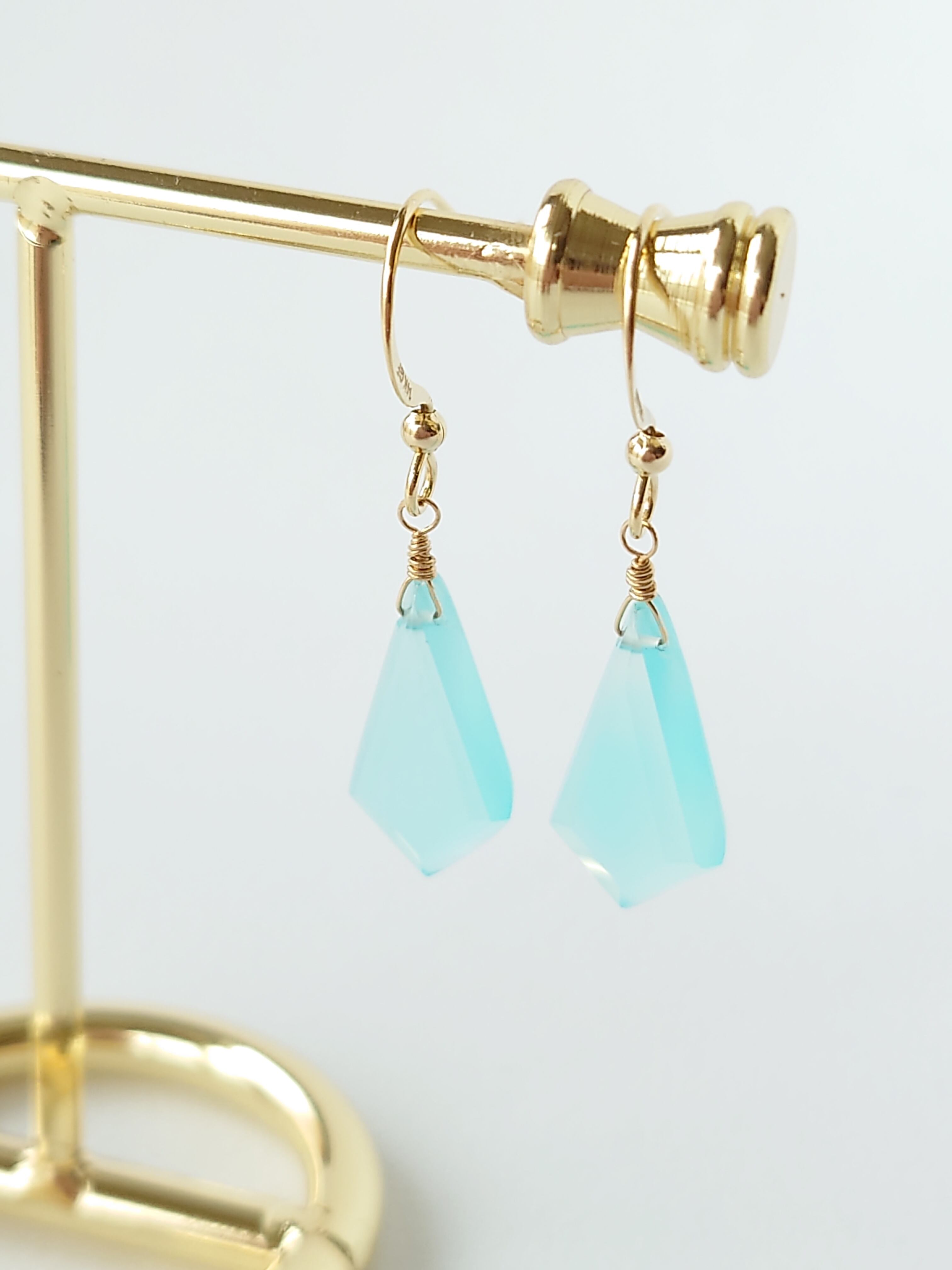 海のピアス 天然石ブルーカルセドニー イヤリング | pocotaro jewelry
