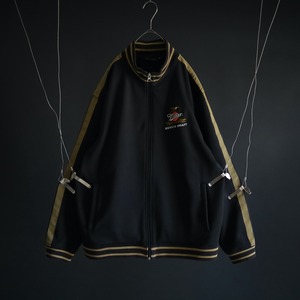 over silhouette mustard color line switching design black track jacket