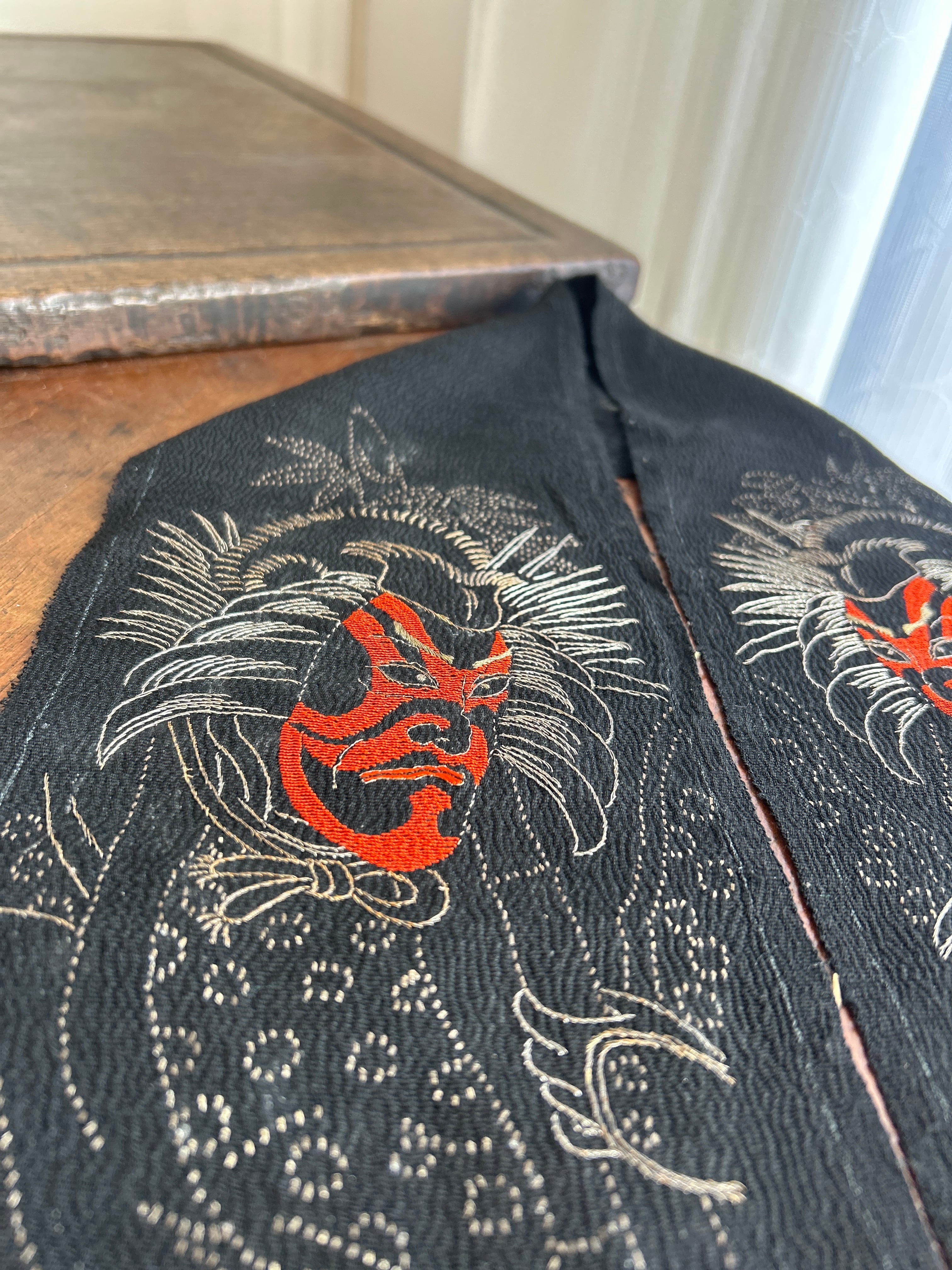 アンティーク刺繍半襟　暫