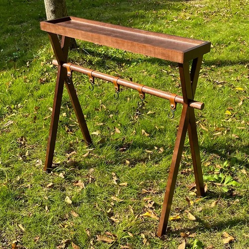 アウトドア マルチテーブル マルチファンクションソリッド ウッド 折りたたみ収納ラック キャンプバーベキュー