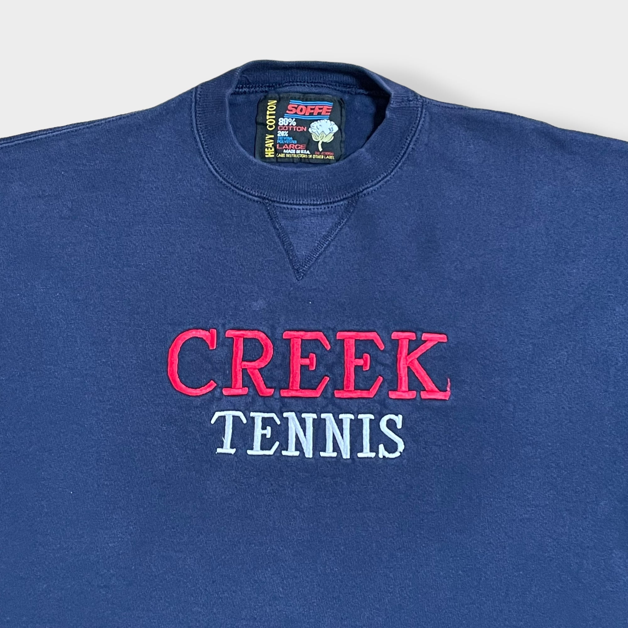 SOFFE】90s USA製 CREEK TENNIS 刺繍ロゴ スウェット トレーナー プル