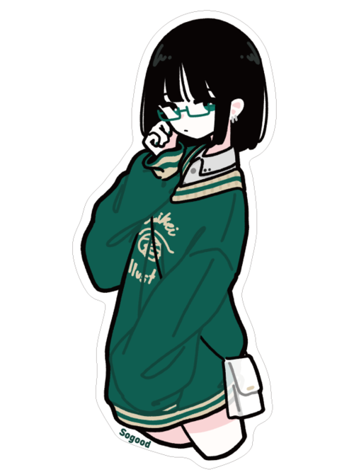 Vネック少女ステッカー ｜ だいけい