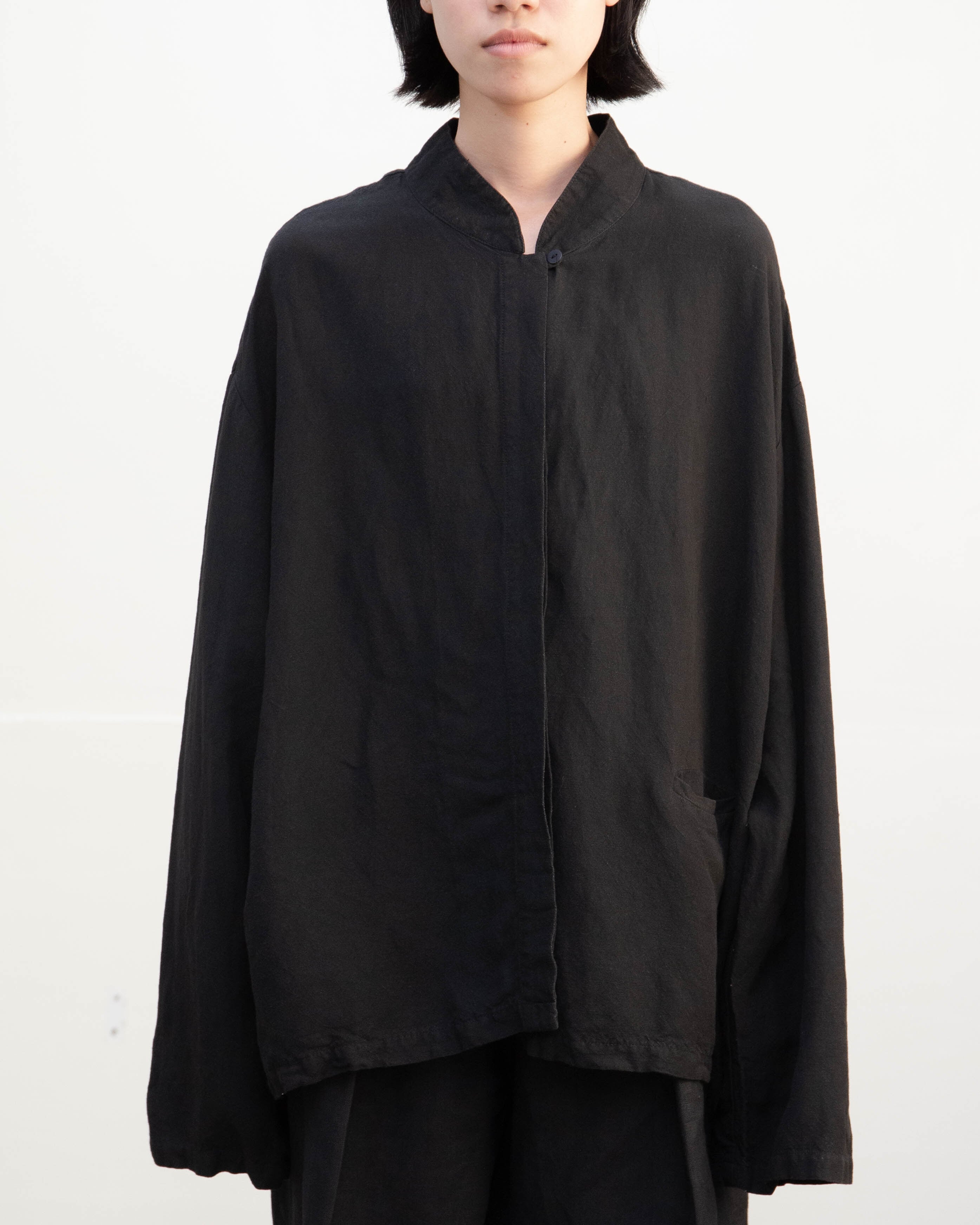 1990-00s EILEEN FISHER - fly-front linen wide shirt jacket | LUIK FINN