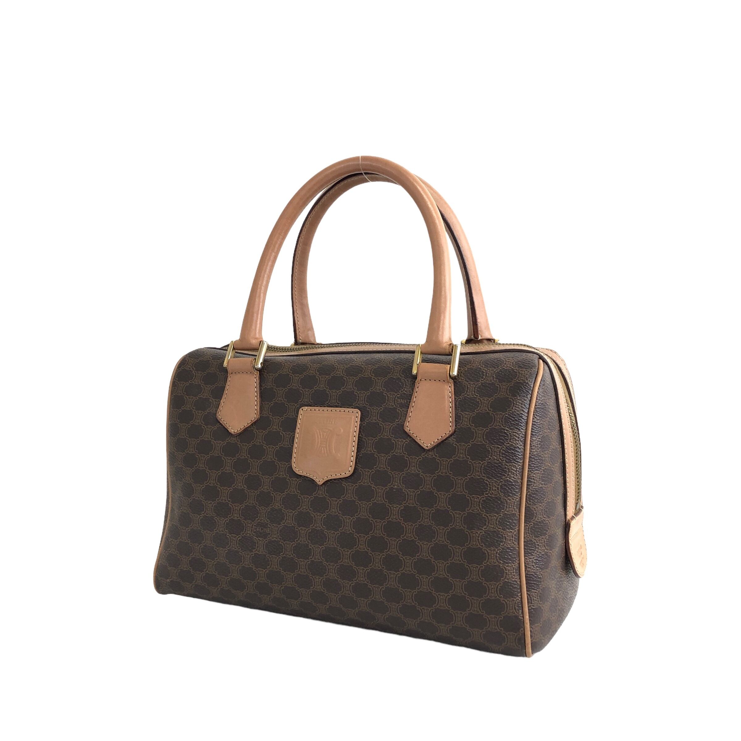 CELINE セリーヌ マカダム ハンドバッグ ブラウン ブラゾン型押し