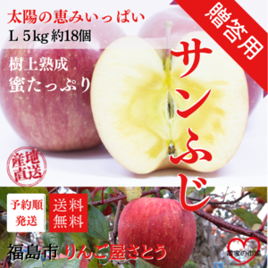 【贈答用】りんご サンふじ 蜜入り L ５kg 箱（約18個入り） 産地直送 送料無料 12月上旬～2月中旬 順次発送 福島 りんご屋さとう |  CREAM SHOP powered by BASE