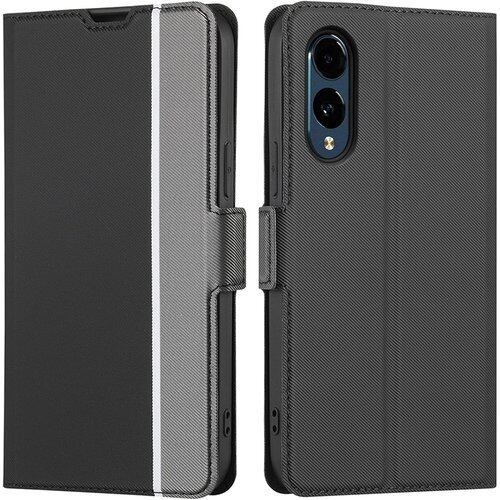 適用 arrows We2 F-52E FCG02 A402FC M07 ケース 手帳型 薄型ケース アローズ We2 手帳ケース アローズ f 52e スマホケース アローズWe2 ケースカバー arrowsf52e 手帳カバー f52eケース BonwFzin 薄型 軽量 薄い 炭素繊維調 PU レザー マグネット カードケース カード収納 耐衝撃 スタンド 2色組合 グレー + ブラック 2697