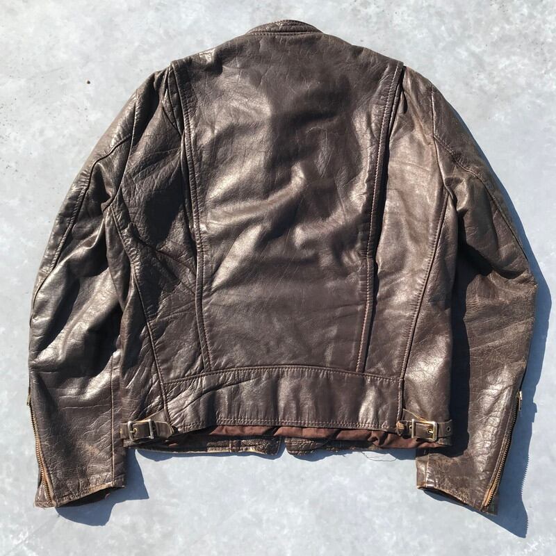 60's 70's BROOKS LEATHER SPORTS WEAR ブルックス シングルライダースジャケット レザー ブラウン TALON  オイルメンテ済 バイカー BUCO M位 希少 ヴィンテージ | agito vintage powered by BASE