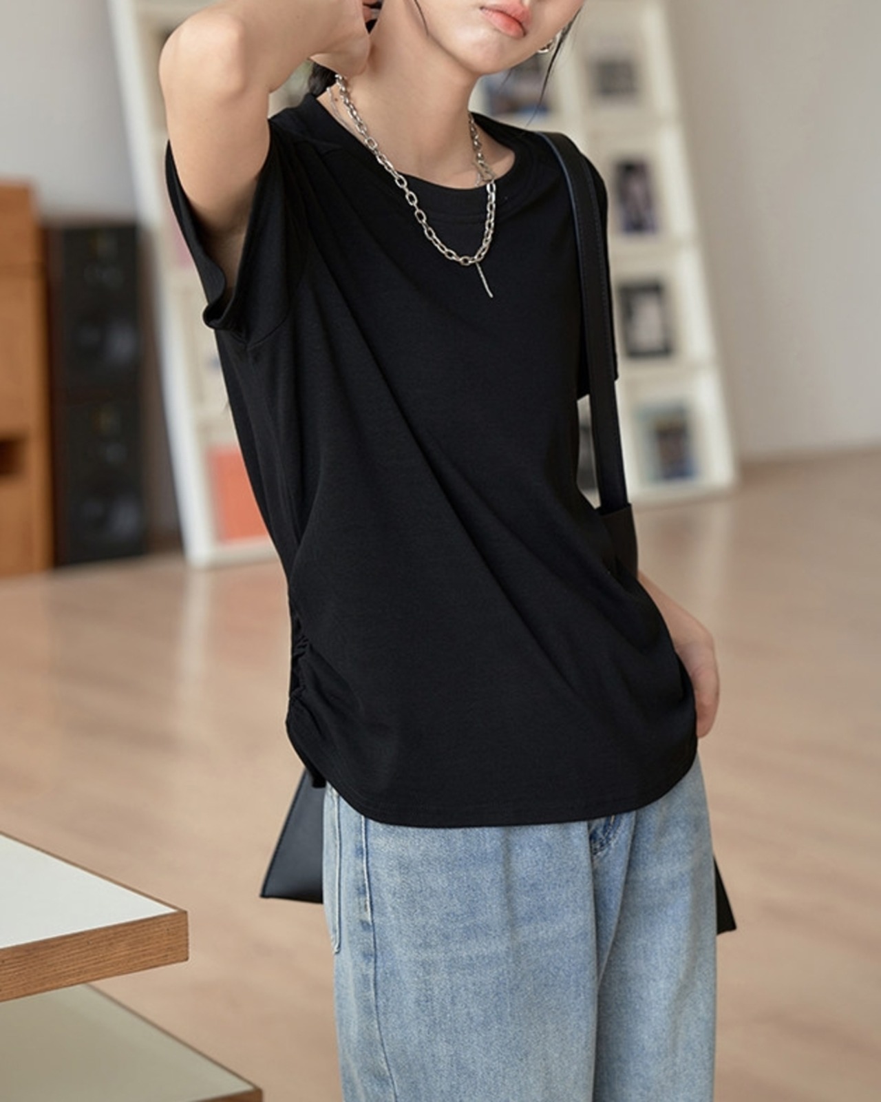 ドローストリングサイドギャザーTシャツ 2color A1084 - 8
