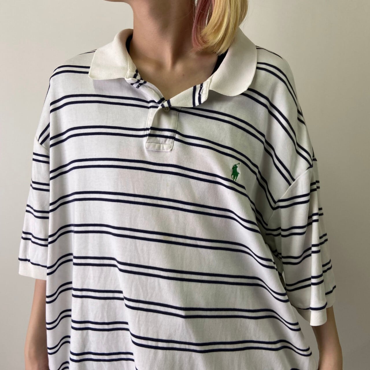 90sポロバイラルフローレン マルチボーダービッグシルエットポロシャツ 2XL 90sポロバイラルフローレン マルチボーダービッグシルエット