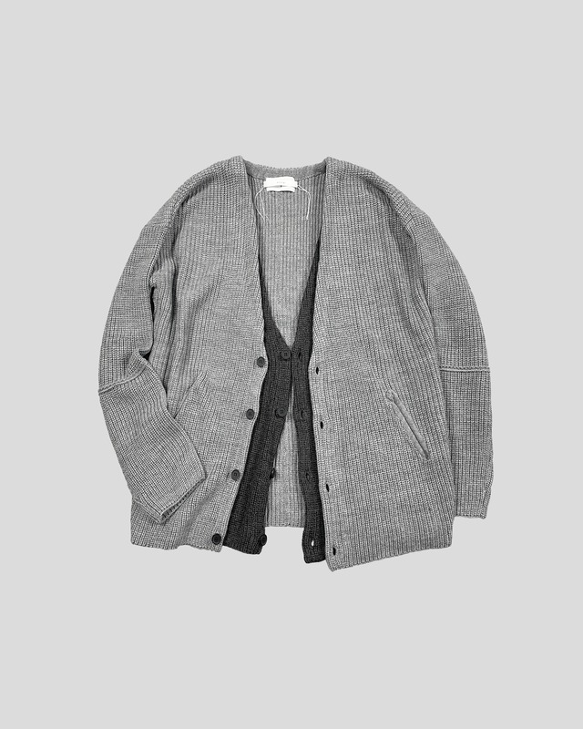 ASKYY / LAYERED KNIT CARDIGAN / LGRY×DGRY
