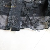 レディース トクコプルミエヴォル TOKUKO 1er VOL スカート ブラック系 花 花柄 フリル 短め ひざ丈 伸縮 ストレッチ かわいい 日本製 上品 華やか カジュアル お出かけ 普段着 柔らかい生地