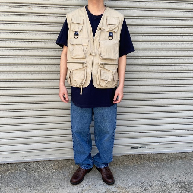 90s Columbia PFG フィッシングベスト ベージュ L相当