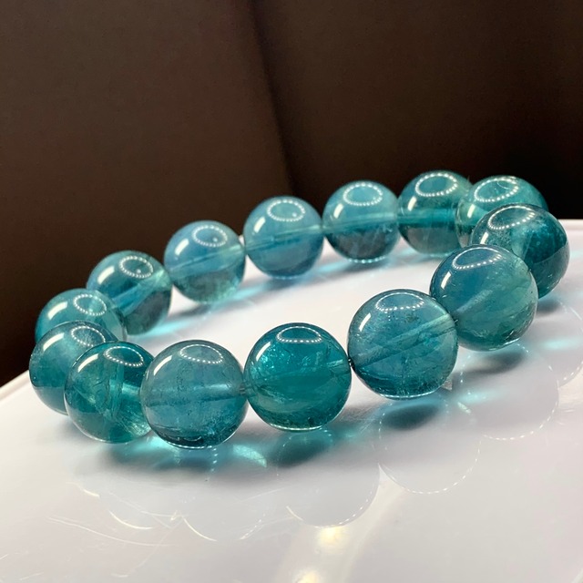 f98透明度有✩ブルーグリーンフローライトブレスレット