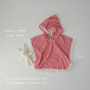 【即納】cherry check cozy wrap