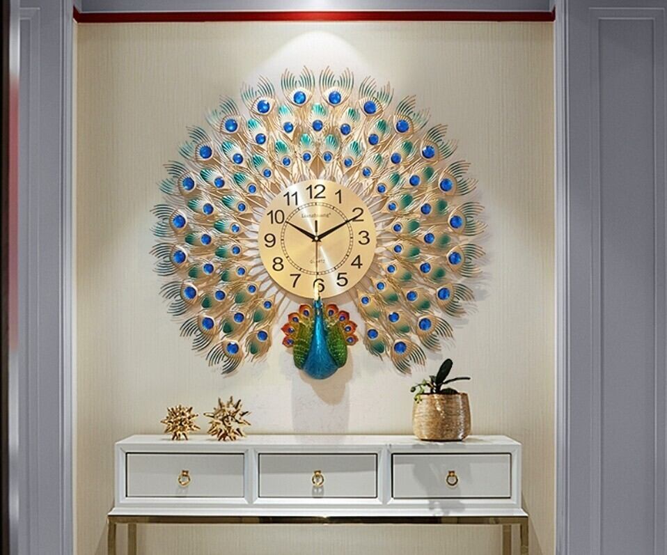 壁掛け時計 孔雀 鳥 動物 花 高級 豊富なデザイン おしゃれ 室内芸術8