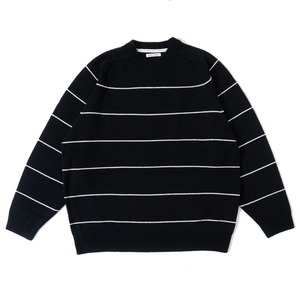 UNIVERSAL PRODUCTS. / MERINO WOOL BORDER CREW NECK KNIT